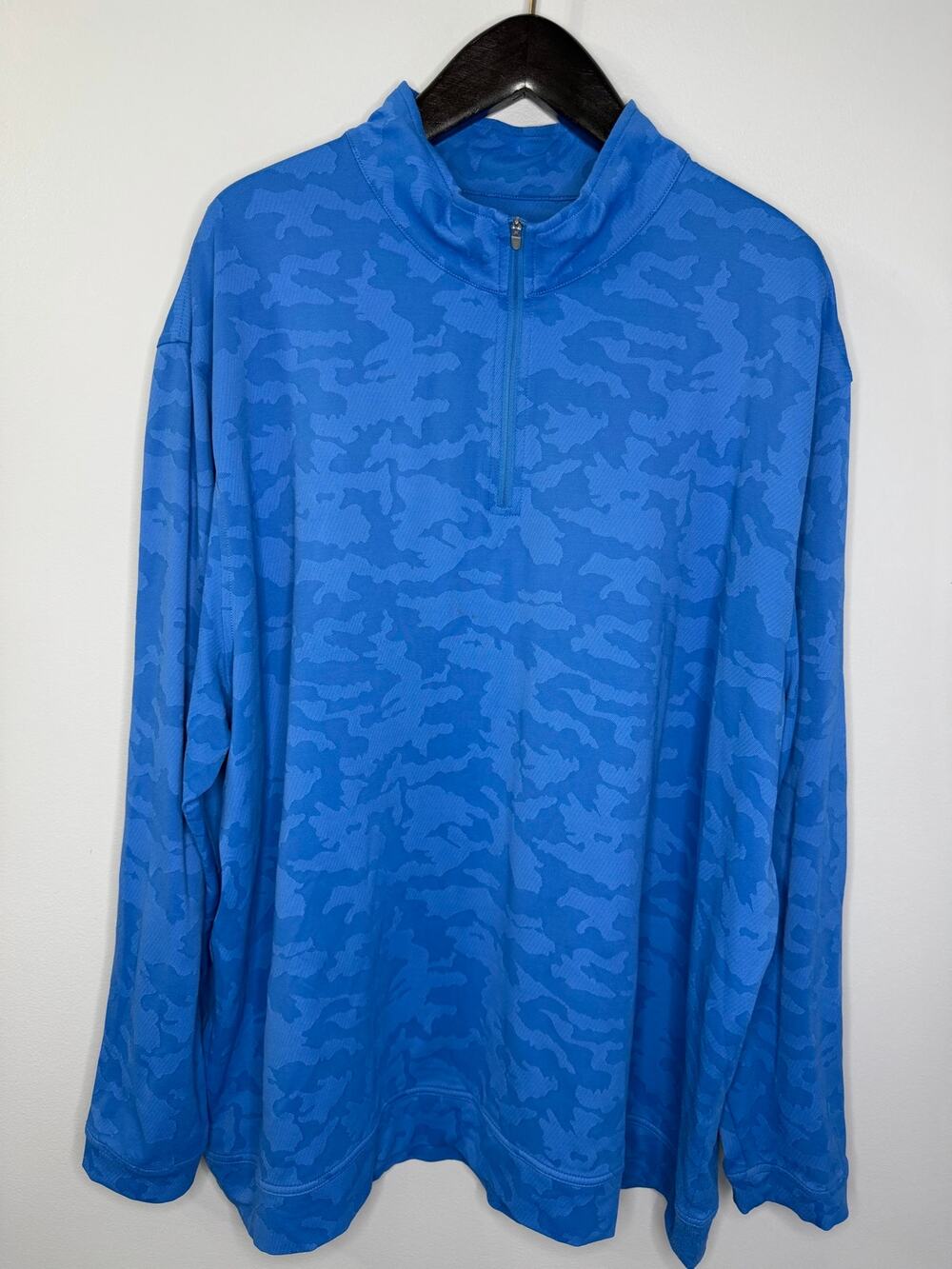 Peter Millar Perth Blue Camo Performance Quarter Zip Pullover Top Sz 3X